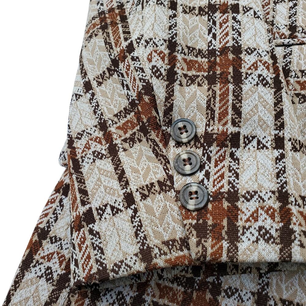 Vintage Tartan Plaid Blazer Retro Mod 70s Sport Coat Jacket Orange Check 46x31 - Picture 6 of 15